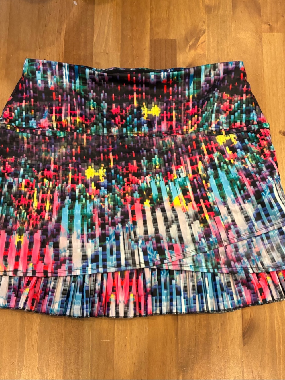 Lucky in Love Bright Pixelated Pleated Mini Skirt